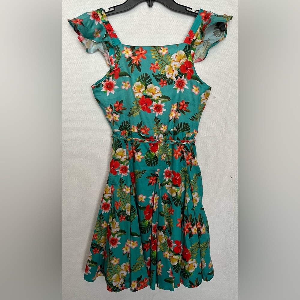 NWT Rare Editions Ruffle Shoulder‎ Pleated Flowy Dress 16